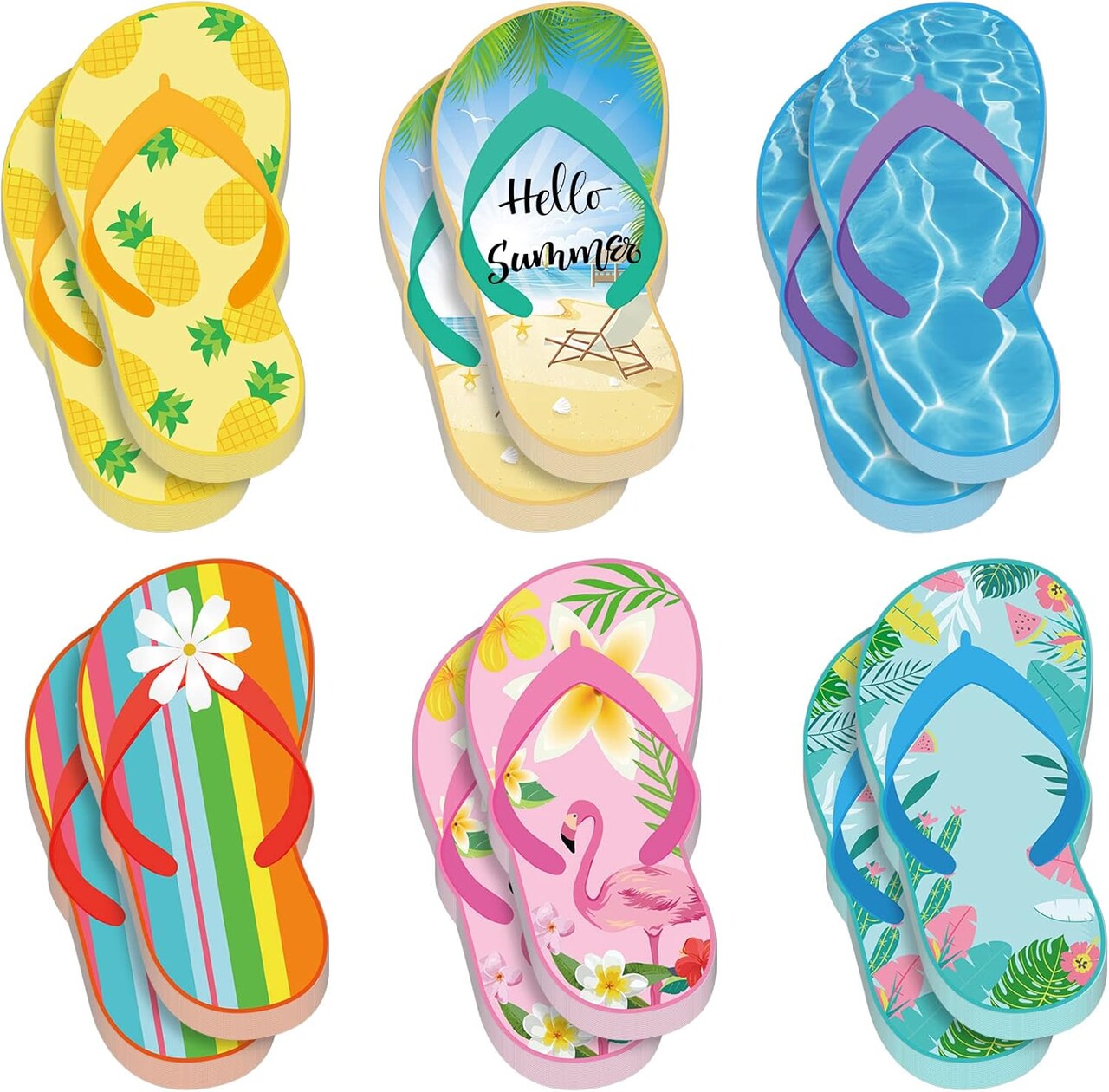 12 Packs Flip Flop Sticky Notes Luau Party Favors Hawaiian Fun Note Pads Summer Themed Flip Flop Note Pads Beach Notepad Self Stick Colorful Flip Flop Notepads Adhesive Memo Pads for Kids